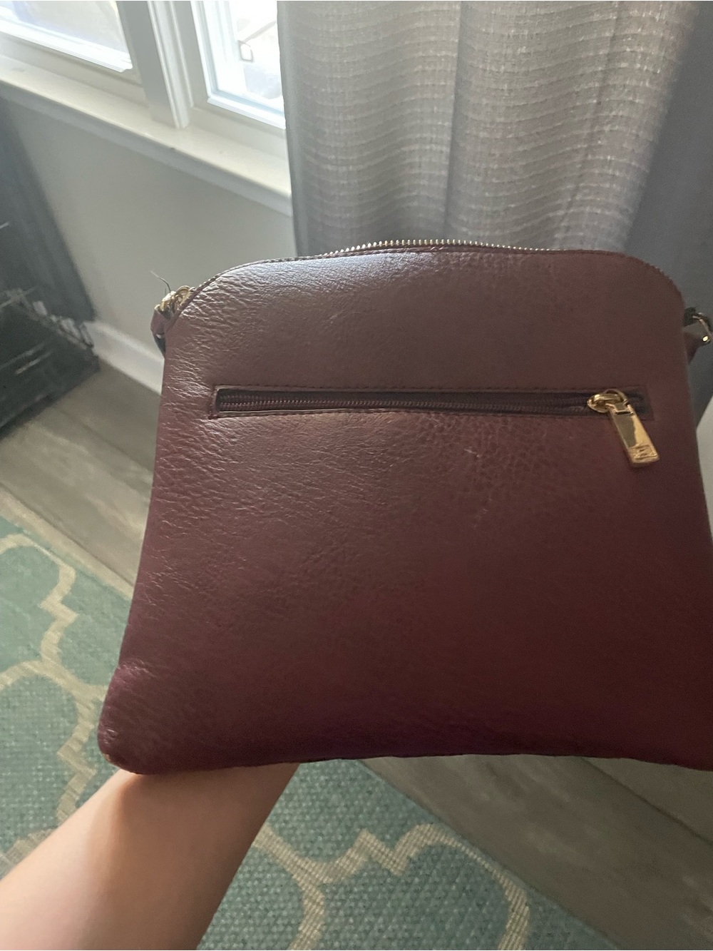 Amazon Burgundy Crossbody Bag with Gold Hardware